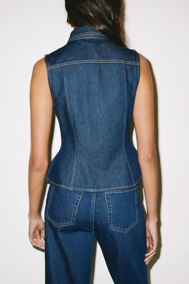 H&M Peplum denim waistcoat